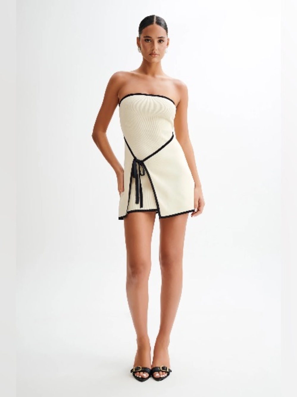 Meshki Cream Strapless Knit Mini Dress - Picture 5 of 14